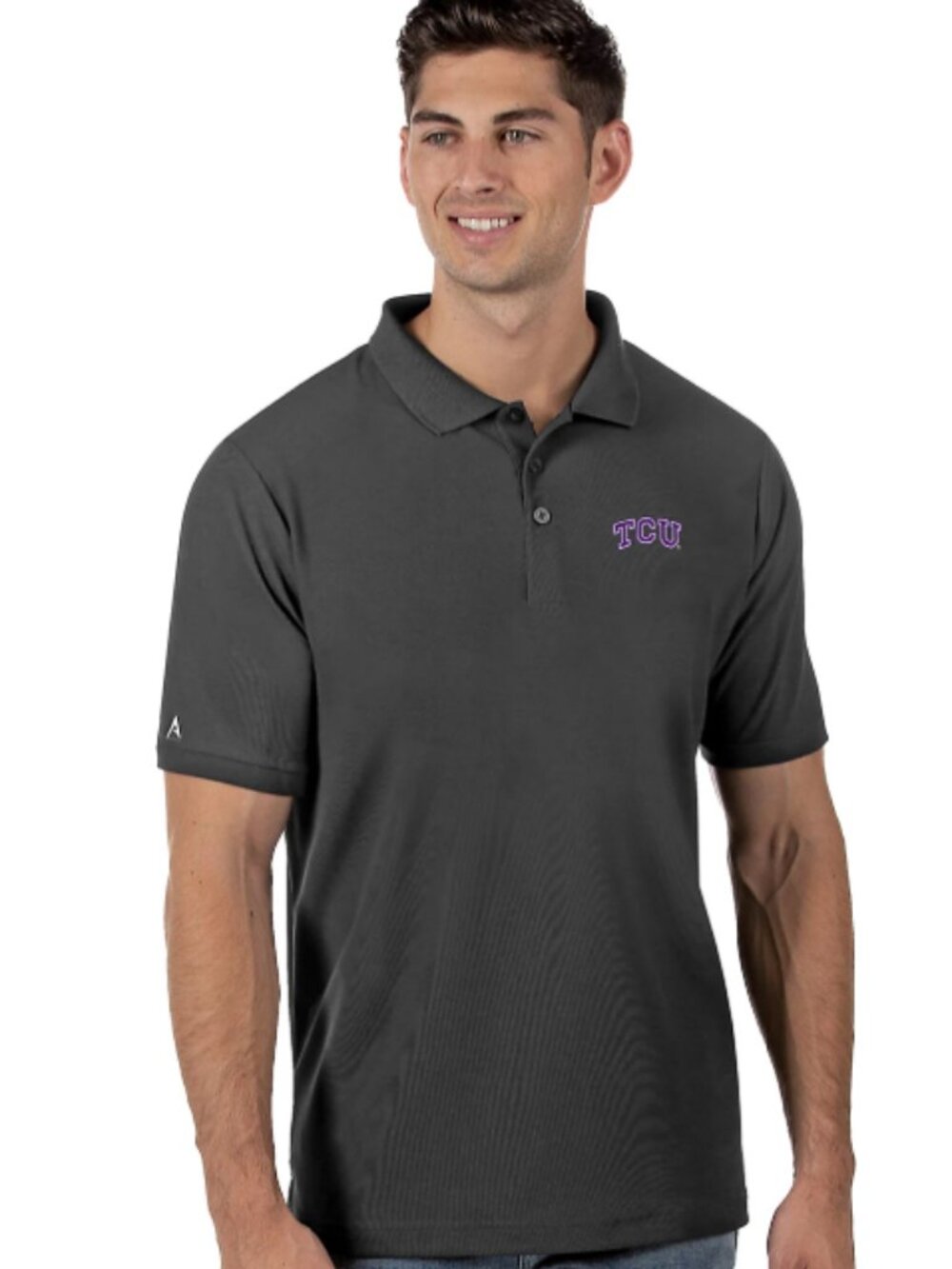 Antigua TCU Horned Frogs Legacy Polo Size XL Charcoal Embroidered Golf Polo